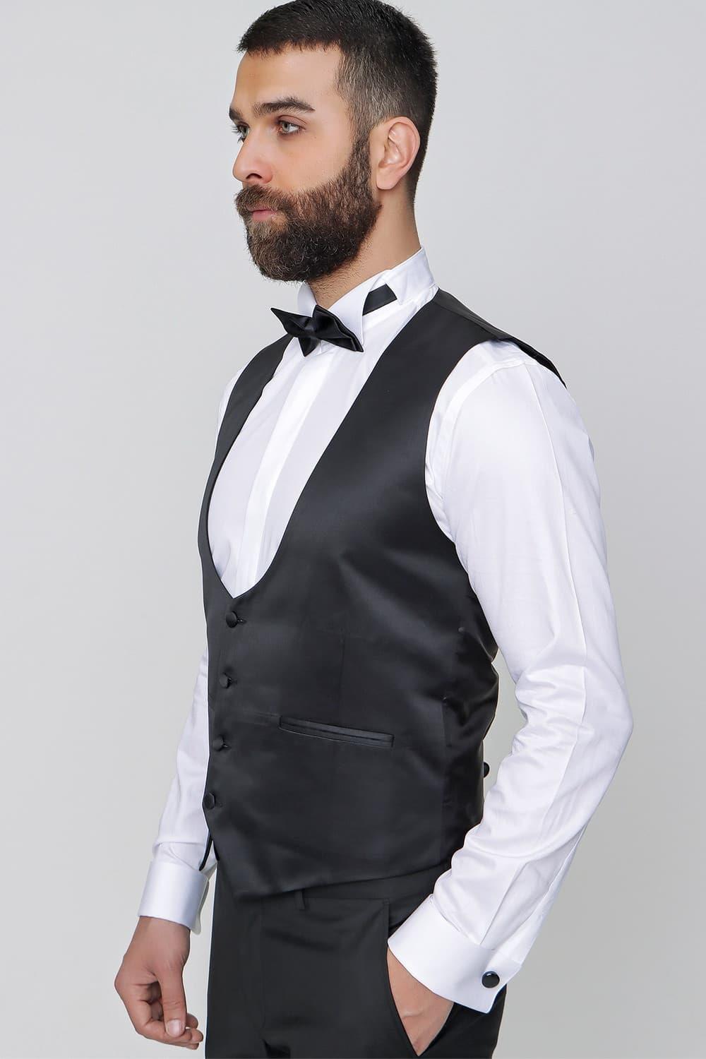 Y 157 Slim Fit Siyah Klasik Yelek