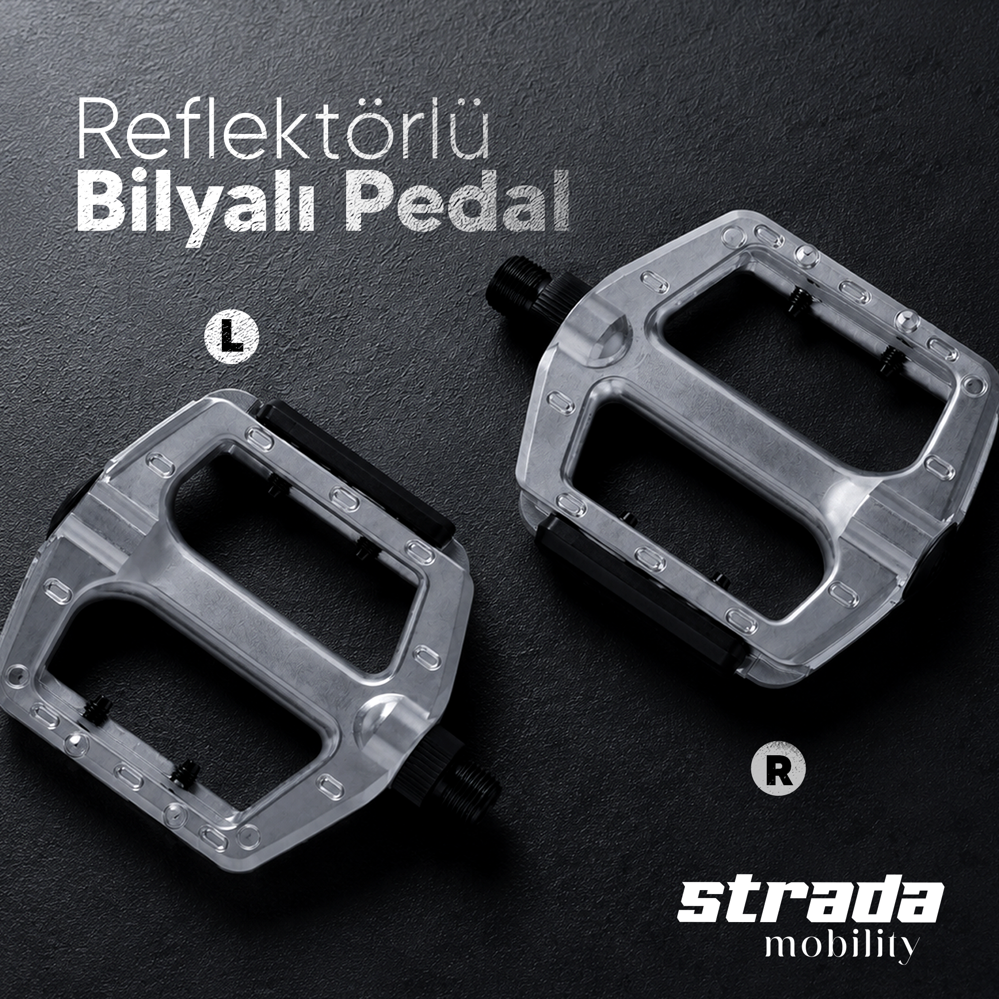Strada Alüminyum Bilyalı Reflektörlü Bisiklet Pedalı