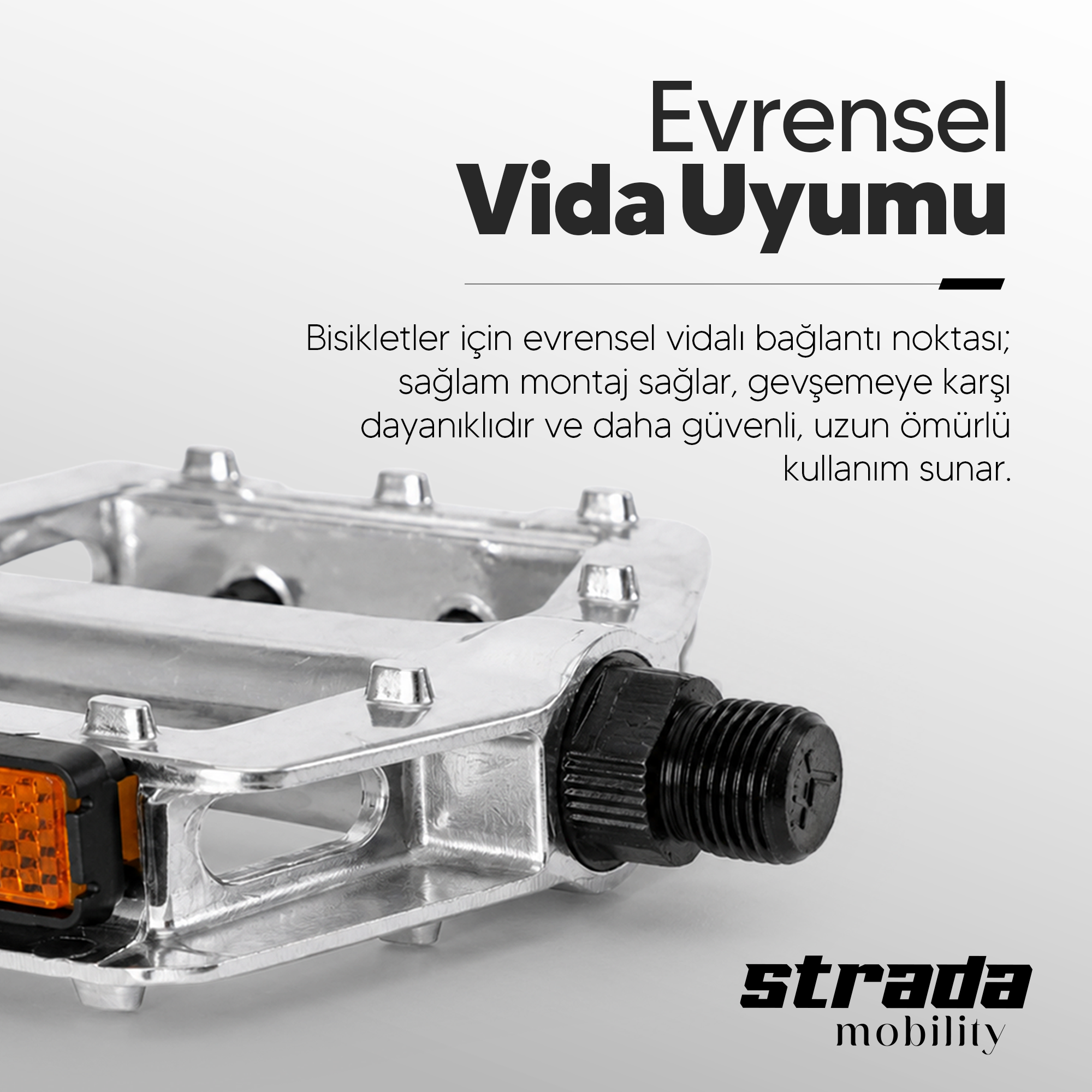 Strada Alüminyum Bilyalı Reflektörlü Bisiklet Pedalı