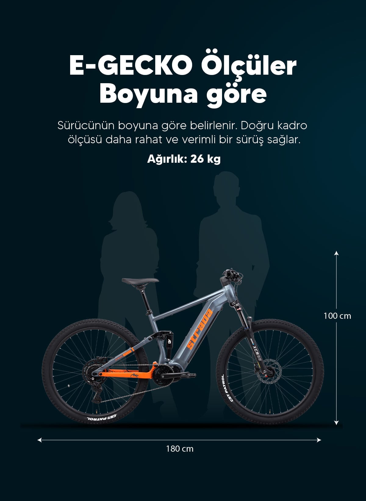 Strada E-Gecko Hidrolik Disk 29 Jant Elektrikli Bisiklet