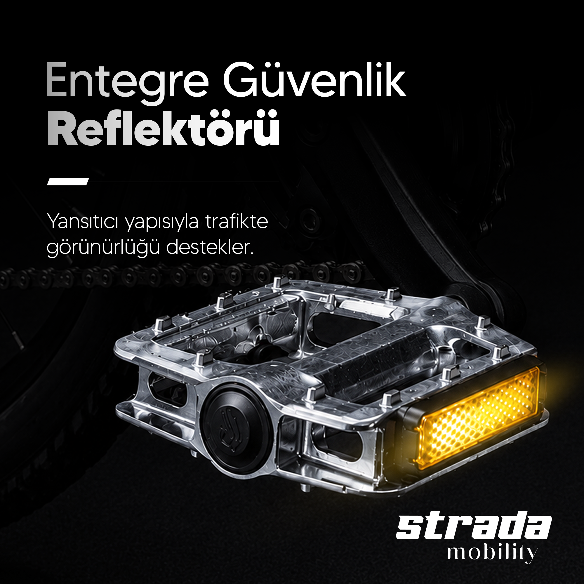 Strada Alüminyum Bilyalı Reflektörlü Bisiklet Pedalı