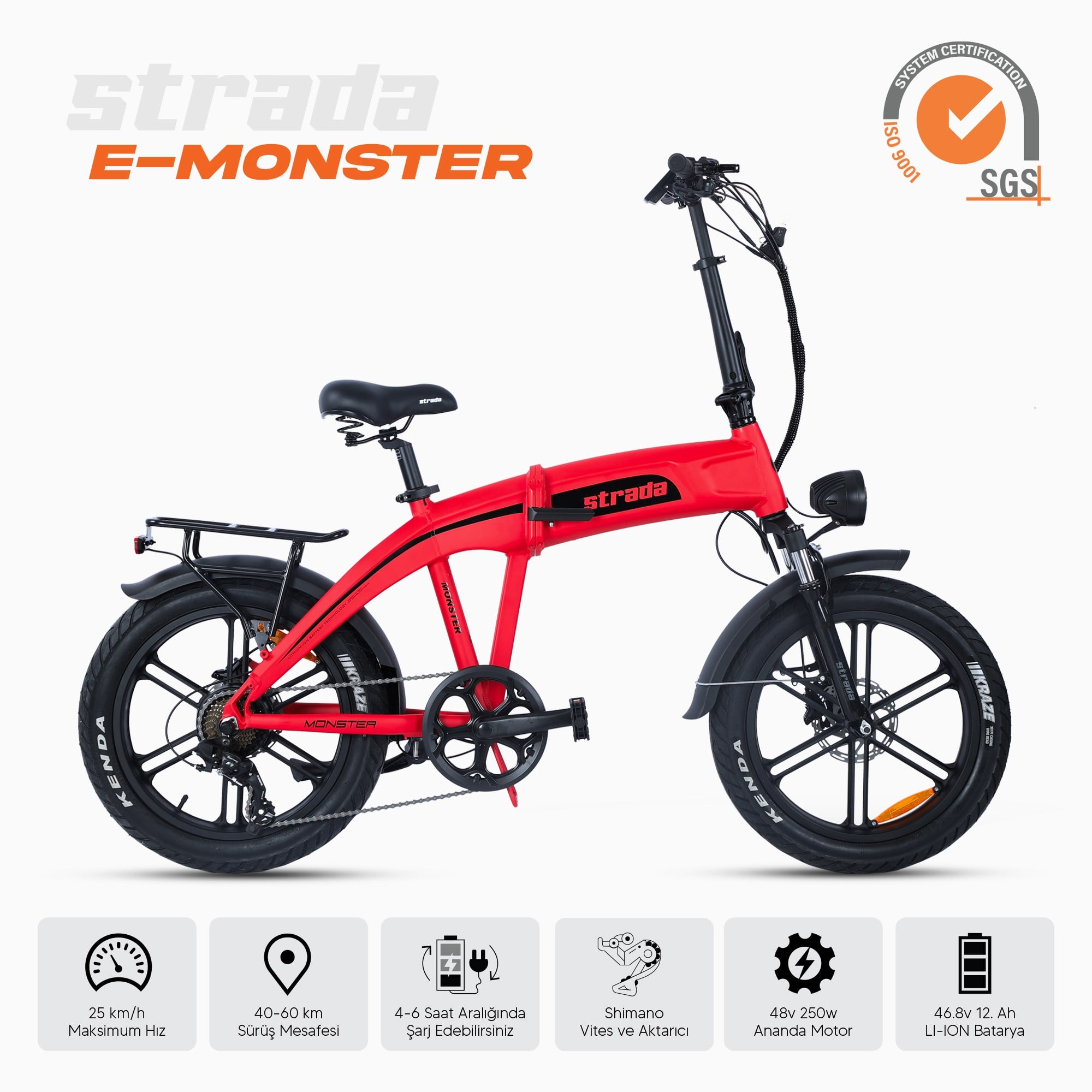 Strada E-Monster 20 Jant Katlanabilir Yüksek Torklu Elektrikli