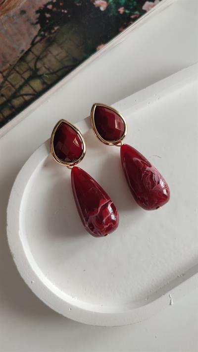 Bordo sallantılı küpe 