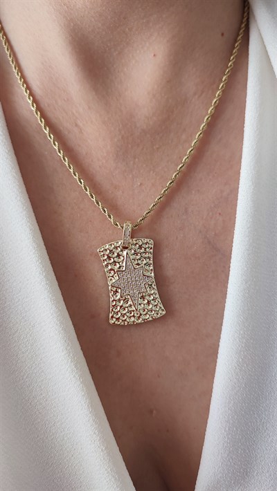 ÇELİK 14K KUTUP YILDIZLI KOLYE (49 CM)