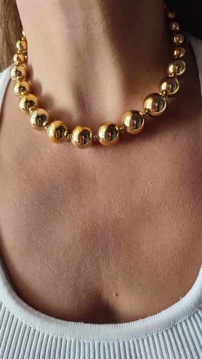 ÇELİK GOLD TOPCUK KOLYE (48 CM)