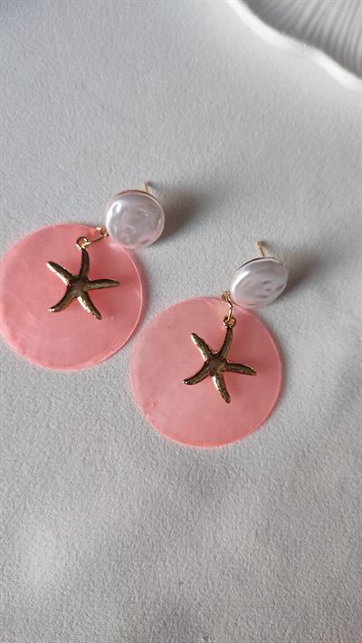 FOSFORLU SEDEF KABUKLU DENİZ YILDIZLI KÜPE 