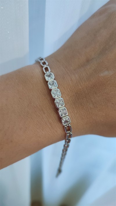 XP SİLVER ORTASI TAŞLI ATAÇ BİLEKLİK (18 CM)