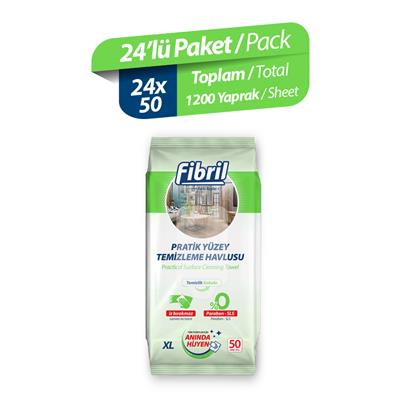 Fibril Pratik Yüzey Temizleme Havlusu Temizlik Kokulu  24 Paket 1200 Yaprak