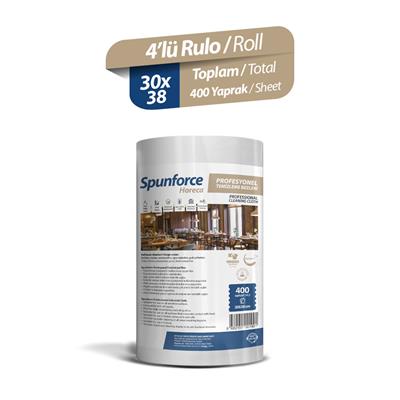 Spunforce Horeca / Profesyonel Temizlik Bezleri 400 Yaprak Beyaz 4'lü Rulo