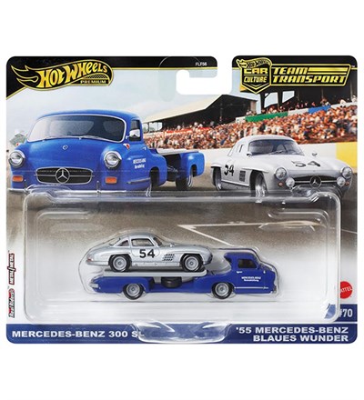 Hot Wheels Premium Car Culture Team Transport Mercedes Benz 300 SL & '55 Mercedes Benz Blaues Wunder 