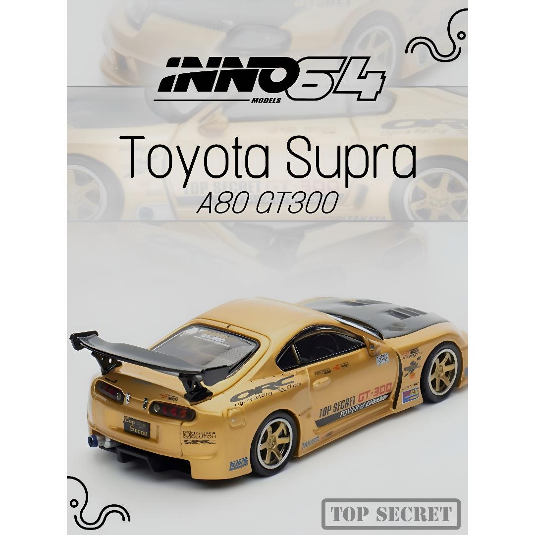 Inno64 Toyota Supra A80 Top Secret GT300 (Gold) Diecast Car Model