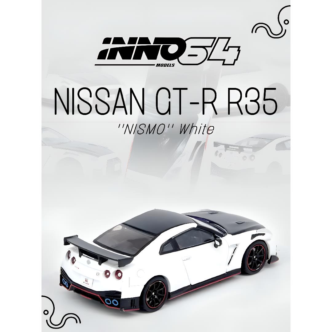 Inno64 NISSAN GT-R R35 NISMO White Diecast Scale Model Car