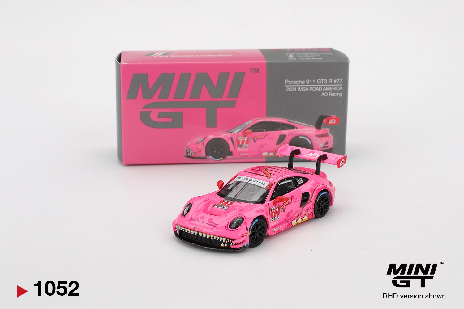 Mini GT Porsche 911 GT3 R #77 AO Racing 2024 IMSA Road America