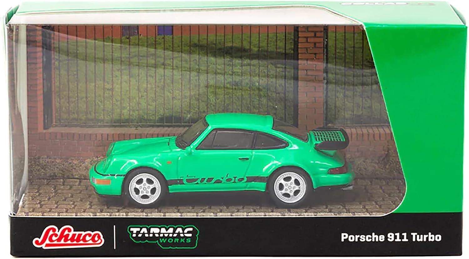 Schuco X Tarmac Works 1/64 Porsche 911 Turbo Green - COLLAB64