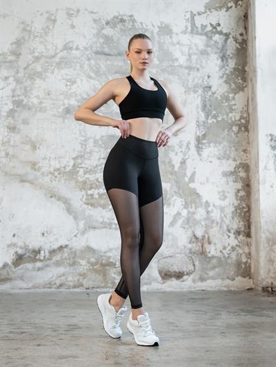 Siyah Tül Detaytlı Spor Tayt 1007