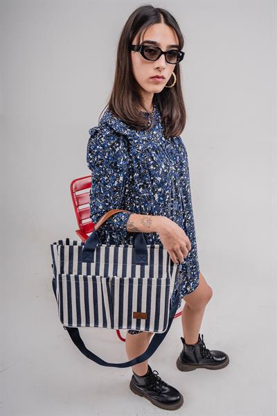  Woys Üç Gözlü Lacivert Tote Bag Kadın Çantası 
