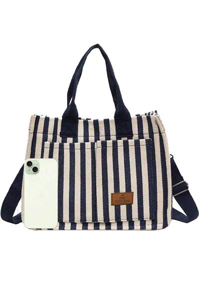  Woys Üç Gözlü Lacivert Tote Bag Kadın Çantası 