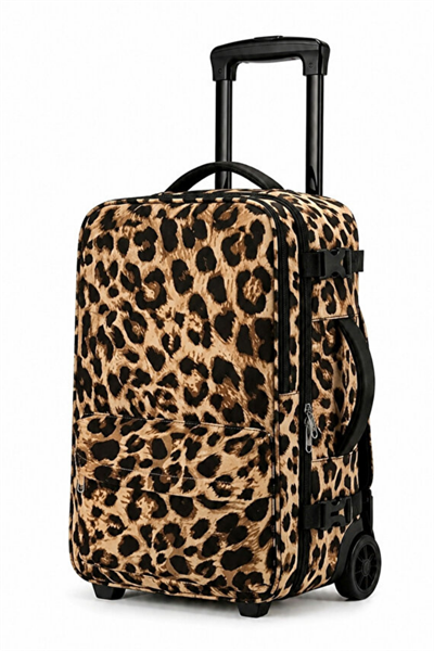 ✈️ WOYS TRAVEL Valize Gerek Bırakmayan Kabin Boy Leopar Desenli Seyahat Çantası