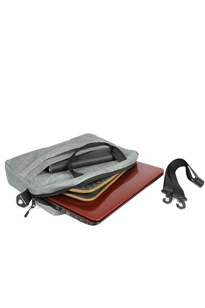 15.6 İNÇ Gri Renk Su Geçirmez Kumaş - Sünger Destekli Evrak Bilgisayar Notebook Laptop Çantası