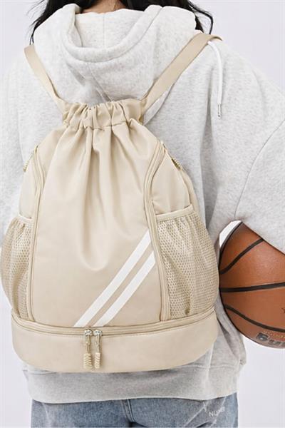2 YIL GARANTİLİ Unisex Krem Renk Sırt Çantası Futbol Fitness Basketbol Sırt Çantası