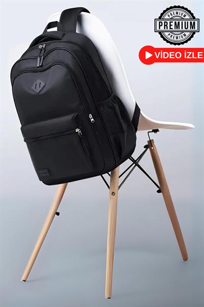 3 Bölmeli Unisex Siyah Renk Laptop Okul Kurs Kamp Seyehat Gezi Günlük Kullanım Sırt Çantası