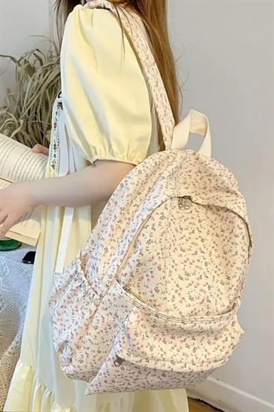 4 Bölmeli Geniş Ebatlı Desenli Kadın Sırt Çantası - Günlük Kullanım Kadın Sırt Çantası