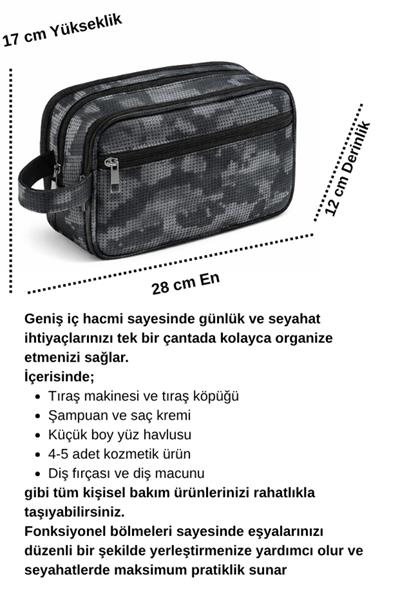 Kamuflaj Desen Erkek Tıraş Takımı Çantası-Premium Erkek Kozmetik El Çantası
