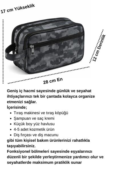 Kamuflaj Desen Erkek Tıraş Takımı Çantası-Premium Erkek Kozmetik El Çantası