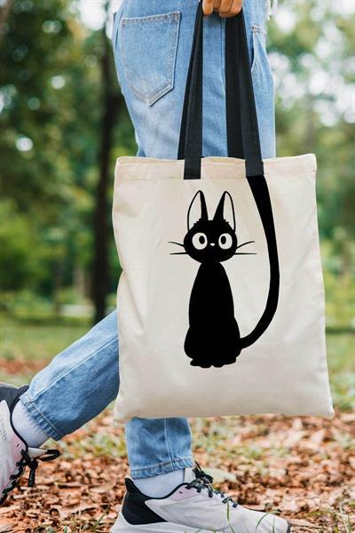 Woys Kedi Baskılı Ham Bez Çanta