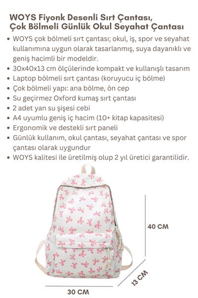 Kore Tarzı Kurdele Desenli Sırt Çantası Spor Çantası Okul Çantası Günlük Kullanım Çanta