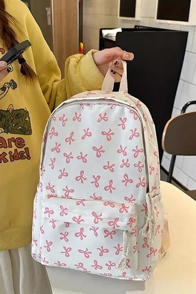 Kore Tarzı Kurdele Desenli Sırt Çantası Spor Çantası Okul Çantası Günlük Kullanım Çanta