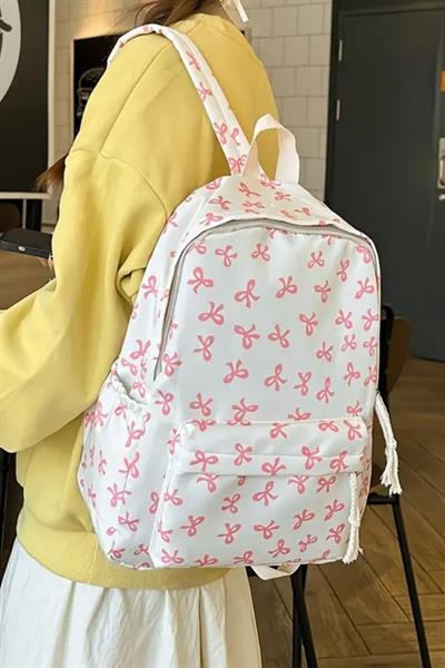 Kore Tarzı Kurdele Desenli Sırt Çantası Spor Çantası Okul Çantası Günlük Kullanım Çanta