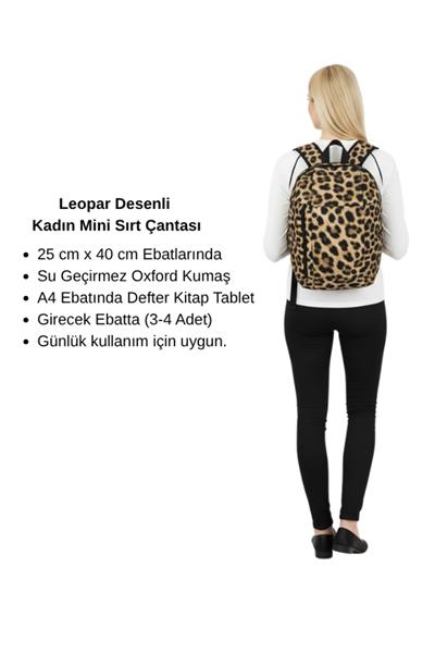Leopar Desenii Kadın Mini Sırt Çantası | Günlük Kullanım & Yürüyüş | 10 Litre | Unisex