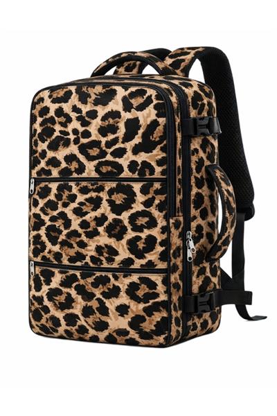 Leopar Desenli Seyahat Sırt Çantası, Laptop Çantası Hafif El Çantası Bay Küçük Bavul Valiz Çanta