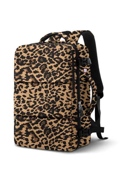 Leopar Desenli Seyahat Sırt Çantası, Laptop Çantası Hafif El Çantası Bay Küçük Bavul Valiz Çanta