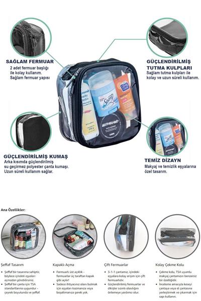 Woys Tekli Şeffaf Seyahat, Eşya ,makyaj Çantası - Şu Geçirmez Kumaş