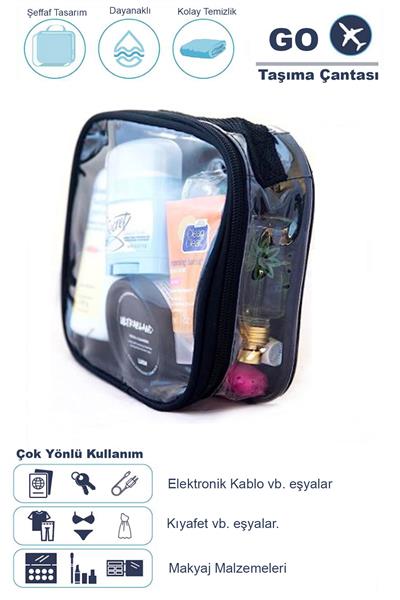 WOYS TRAVEL Clear One Şeffaf Seyahat ve Makyaj Çantası Su Geçirmez Organizer