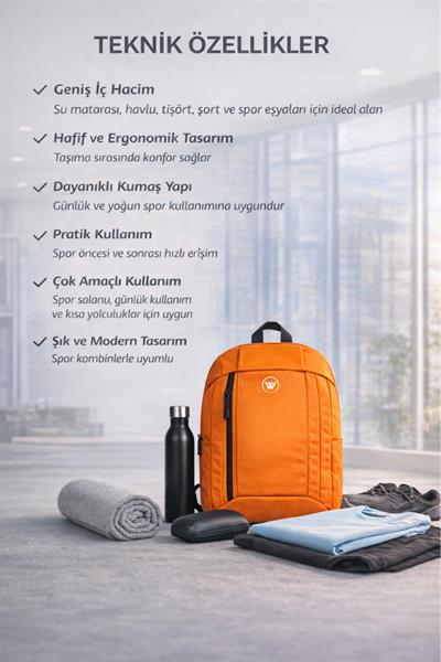 Turuncu Renk Mini Sırt Çantası | Günlük Kullanım & Yürüyüş | 10 Litre | Unisex