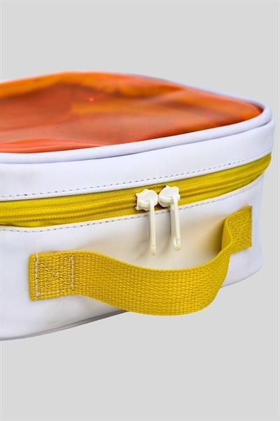 Woys Turuncu Renk Şeffaf Cilt Bakım ve Makyaj Çantası