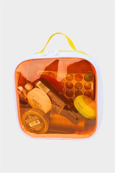 Woys Turuncu Renk Şeffaf Cilt Bakım ve Makyaj Çantası