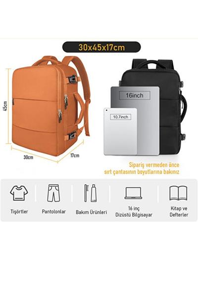 Turuncu Renk Seyahat Sırt Çantası, Laptop Çantası Hafif El Çantası Bay Küçük Bavul Valiz Çanta
