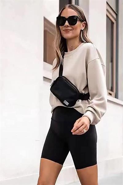 Woys Unisex Siyah Renk Bel ve Omuz Çantası