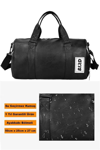 Woys Unisex Su Geçirmez Profesyonel Siyah Spor Çantası - Fitness Sporcu Çantası No 19