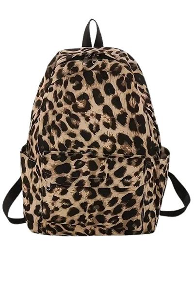 Woys 4 Bölmeli Geniş Ebatlı Leopar Desenli Kadın Sırt Çantası - Günlük Kullanım Kadın Sırt Çantası