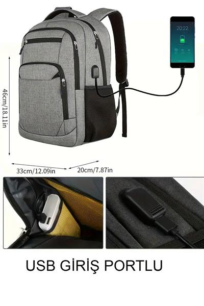 Woys 4 Bölmeli USB Portlu Business ve Seyahat Kullanım İçin Sırt Çantası