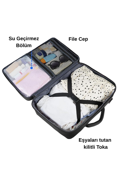 Woys Seyahat Sırt Çantası, Laptop Çantası Hafif El Çantası Bay Küçük Bavul Valiz Çanta Siyah