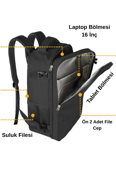 Woys Seyahat Sırt Çantası, Laptop Çantası Hafif El Çantası Bay Küçük Bavul Valiz Çanta Siyah