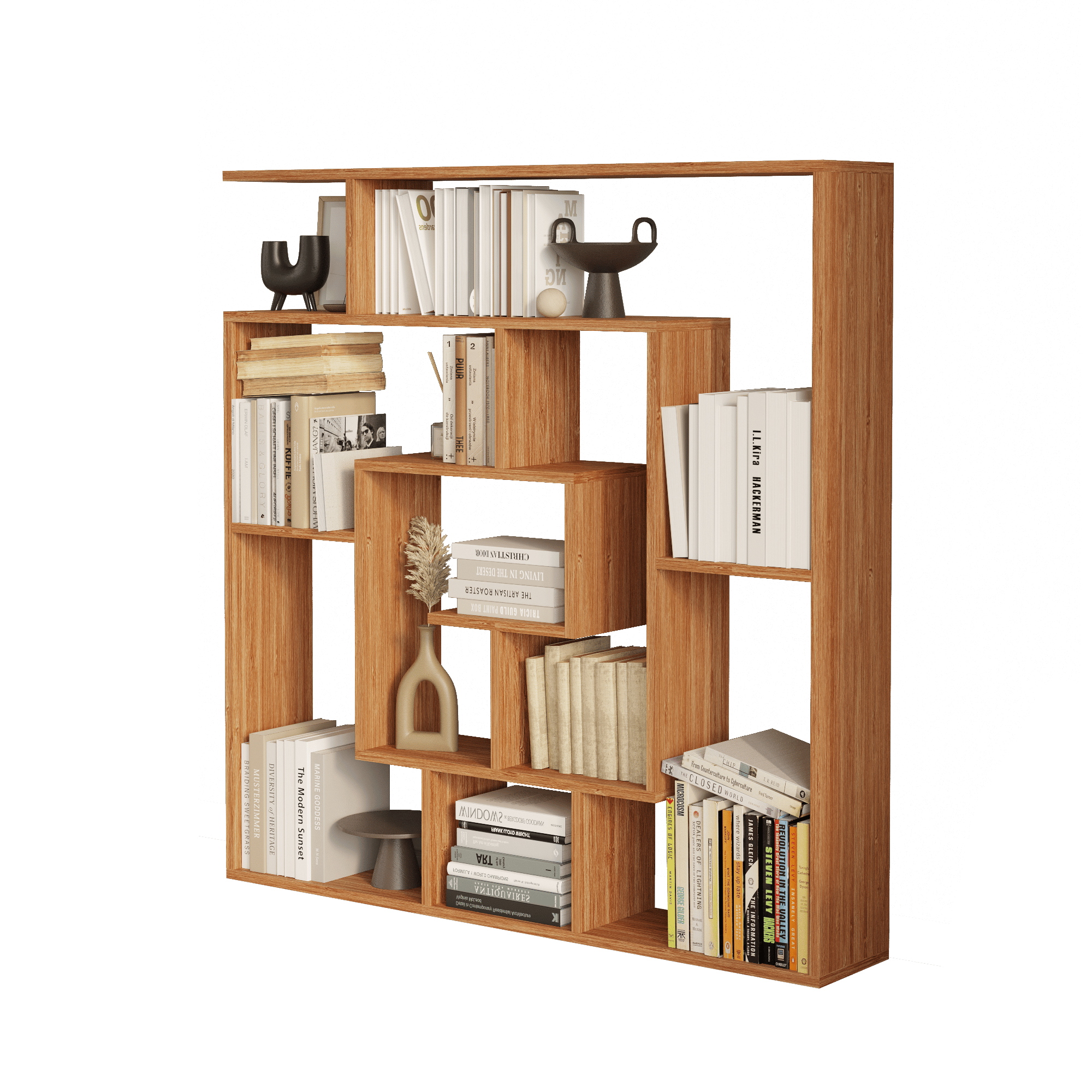 Granada Modern Labirent Kitaplık -Bambu | AYZ Designs