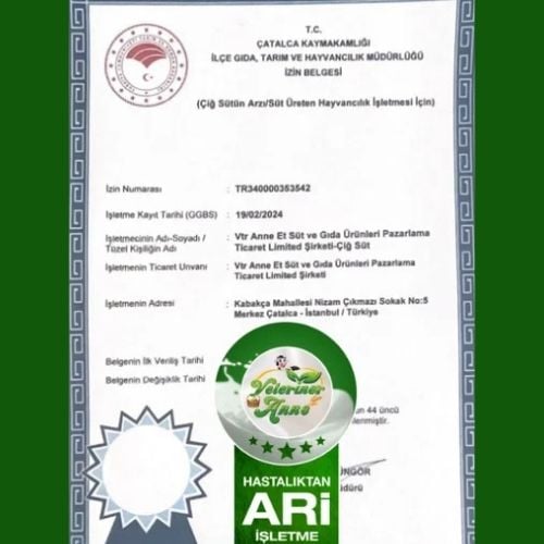 Çiğ Süt Arzı Sertifikası