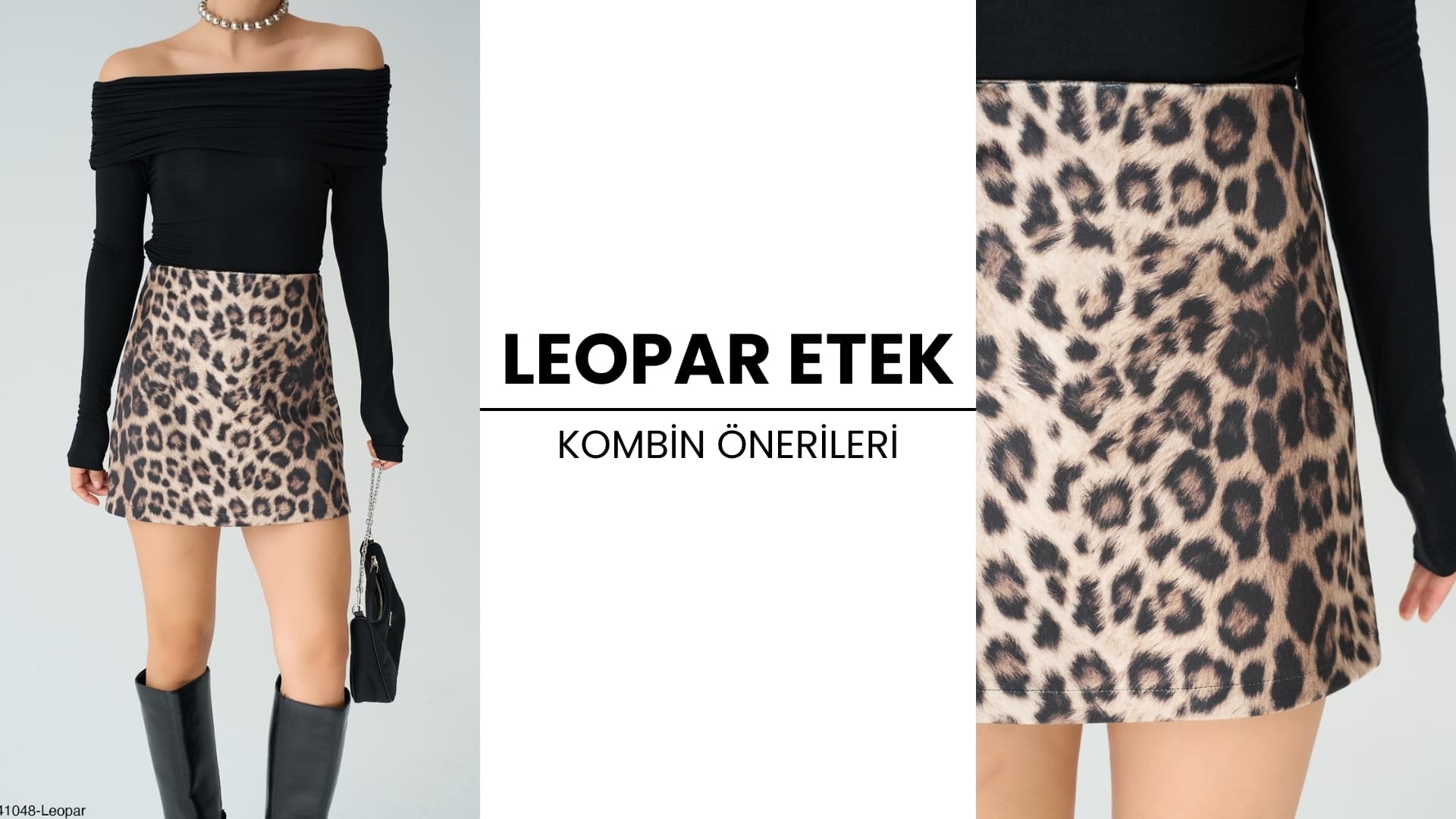 leopar desenli etek kombini